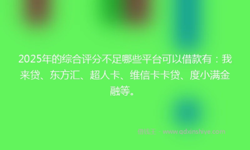 2025年的综合评分不足哪些平台可以借款有：我来贷、东方汇、超人卡、维信卡卡贷、度小满金融等。