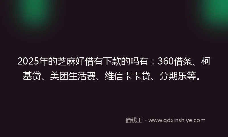 2025年的芝麻好借有下款的吗有:360借条、柯基贷、美团生活费、维信卡卡贷、分期乐等。