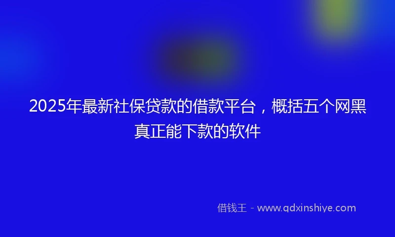 2025年最新社保贷款的借款平台，概括五个网黑真正能下款的软件