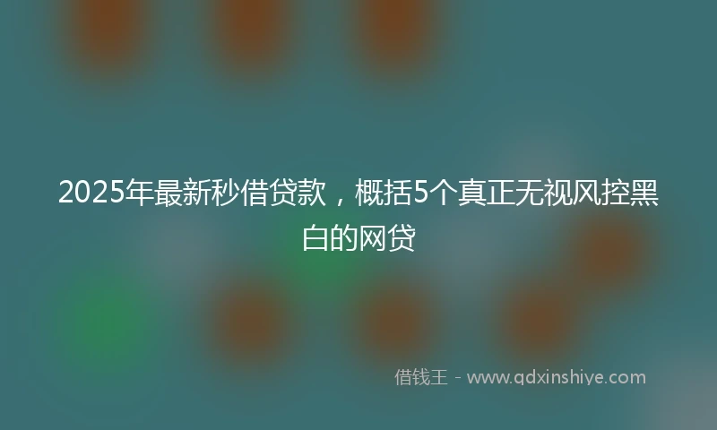 2025年最新秒借贷款，概括5个真正无视风控黑白的网贷