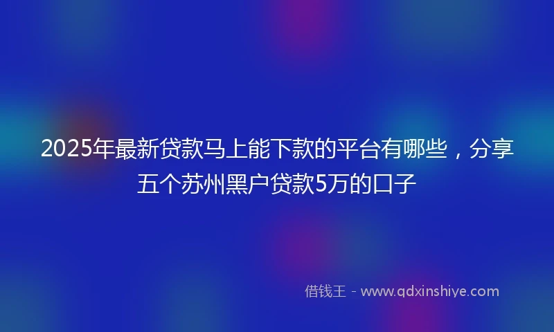2025年最新贷款马上能下款的平台有哪些,分享五个苏州黑户贷款5万的口子
