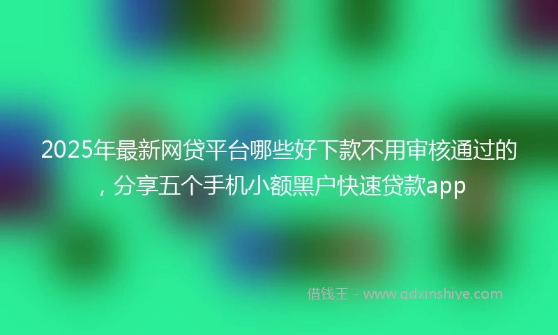 2025年最新网贷平台哪些好下款不用审核通过的，分享五个手机小额黑户快速贷款app
