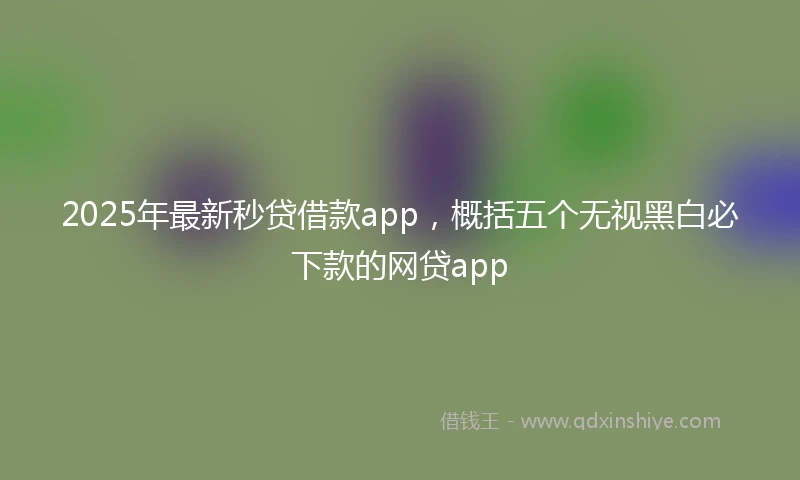 2025年最新秒贷借款app，概括五个无视黑白必下款的网贷app