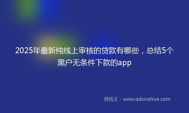 2025年最新纯线上审核的贷款有哪些，总结5个黑户无条件下款的app