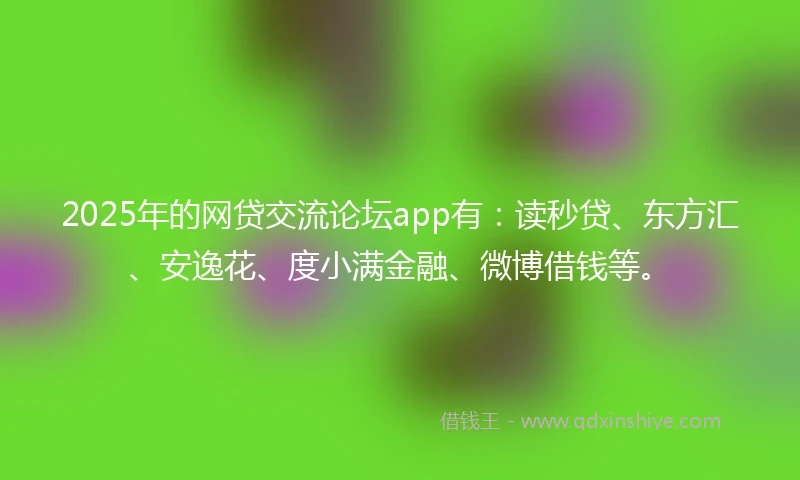 2025年的网贷交流论坛app有：读秒贷、东方汇、安逸花、度小满金融、微博借钱等。