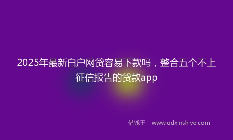 2025年最新白户网贷容易下款吗，整合五个不上征信报告的贷款app