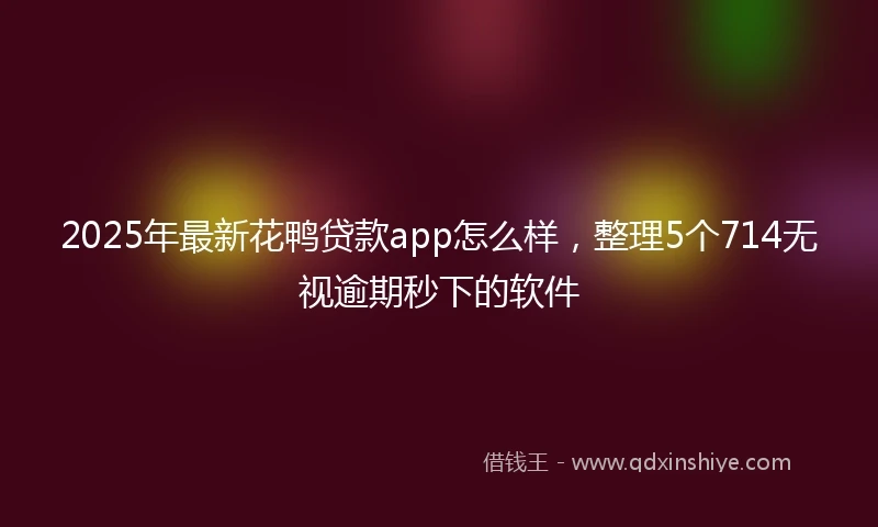 2025年最新花鸭贷款app怎么样，整理5个714无视逾期秒下的软件
