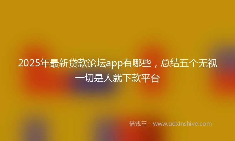 2025年最新贷款论坛app有哪些,总结五个无视一切是人就下款平台