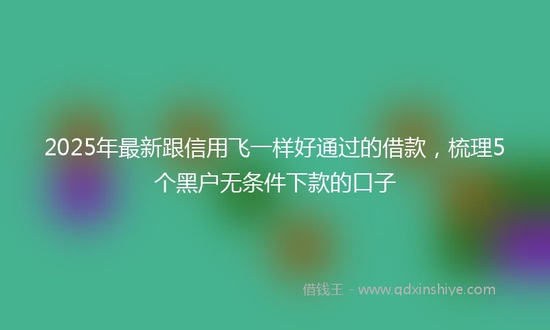 2025年最新跟信用飞一样好通过的借款，梳理5个黑户无条件下款的口子