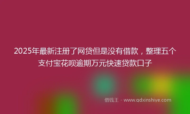 2025年最新注册了网贷但是没有借款，整理五个支付宝花呗逾期万元快速贷款口子