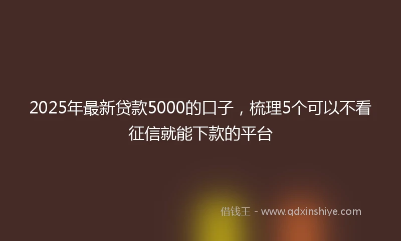 2025年最新贷款5000的口子,梳理5个可以不看征信就能下款的平台