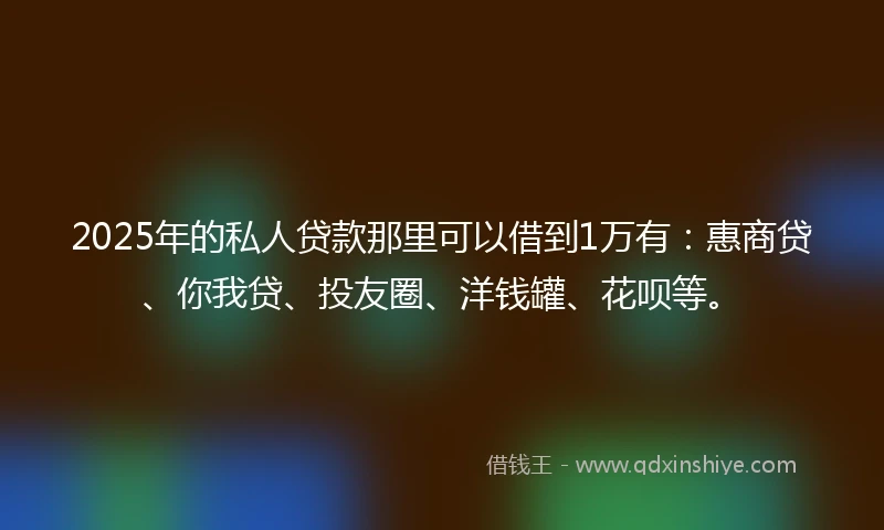 2025年的私人贷款那里可以借到1万有：惠商贷、你我贷、投友圈、洋钱罐、花呗等。