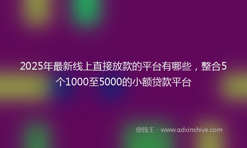 2025年最新线上直接放款的平台有哪些，整合5个1000至5000的小额贷款平台