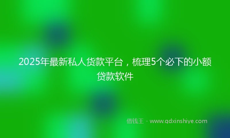 2025年最新私人货款平台，梳理5个必下的小额贷款软件