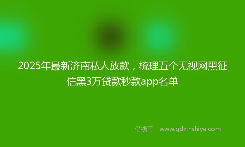 2025年最新济南私人放款，梳理五个无视网黑征信黑3万贷款秒款app名单