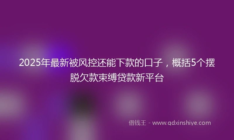 2025年最新被风控还能下款的口子，概括5个摆脱欠款束缚贷款新平台