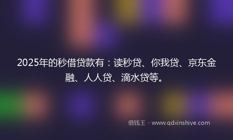 2025年的秒借贷款有：读秒贷、你我贷、京东金融、人人贷、滴水贷等。