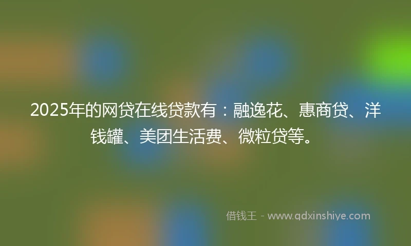 2025年的网贷在线贷款有：融逸花、惠商贷、洋钱罐、美团生活费、微粒贷等。
