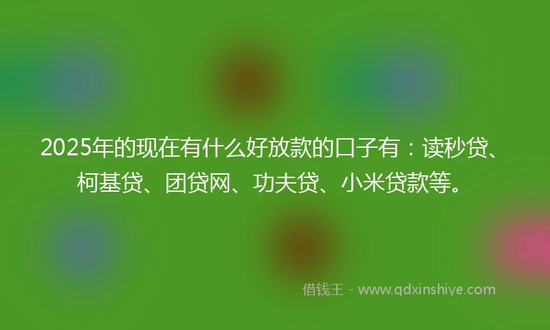 2025年的现在有什么好放款的口子有：读秒贷、柯基贷、团贷网、功夫贷、小米贷款等。