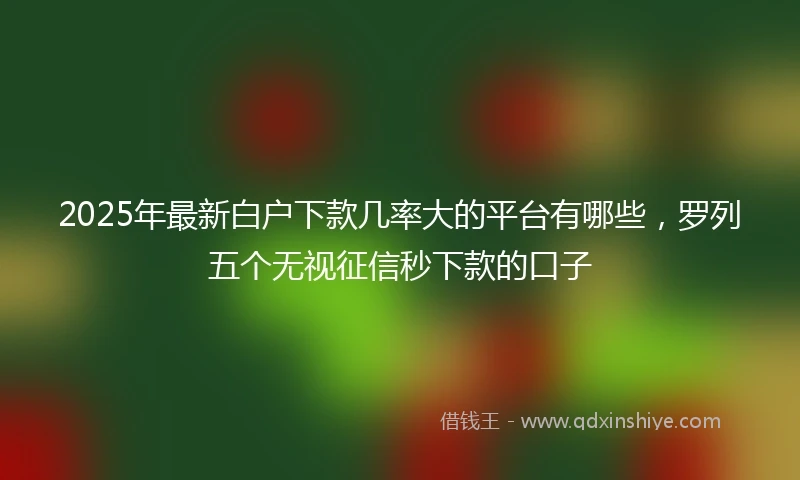 2025年最新白户下款几率大的平台有哪些，罗列五个无视征信秒下款的口子