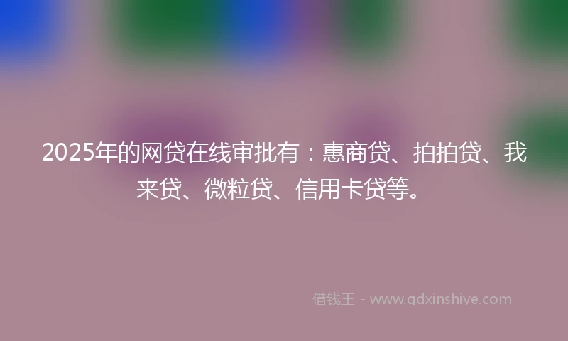 2025年的网贷在线审批有:惠商贷、拍拍贷、我来贷、微粒贷、信用卡贷等。