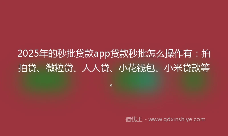 2025年的秒批贷款app贷款秒批怎么操作有：拍拍贷、微粒贷、人人贷、小花钱包、小米贷款等。