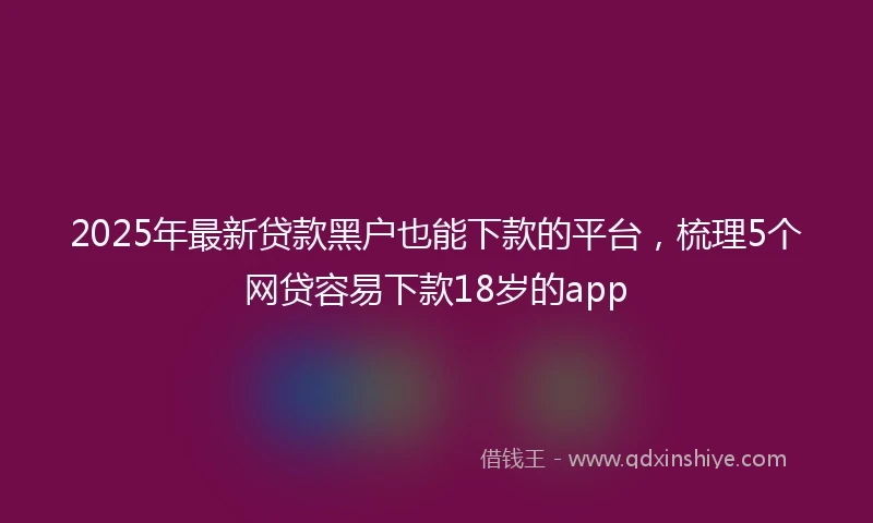 2025年最新贷款黑户也能下款的平台，梳理5个网贷容易下款18岁的app