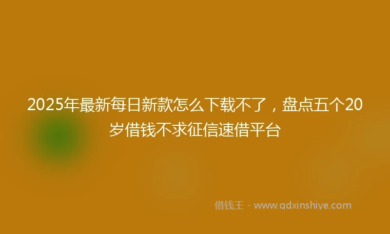 2025年最新每日新款怎么下载不了，盘点五个20岁借钱不求征信速借平台