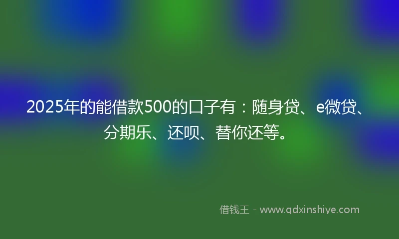 2025年的能借款500的口子有：随身贷、e微贷、分期乐、还呗、替你还等。