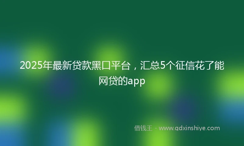 2025年最新贷款黑口平台,汇总5个征信花了能网贷的app
