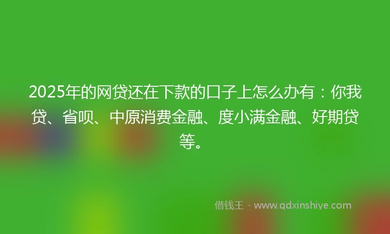 2025年的网贷还在下款的口子上怎么办有：你我贷、省呗、中原消费金融、度小满金融、好期贷等。