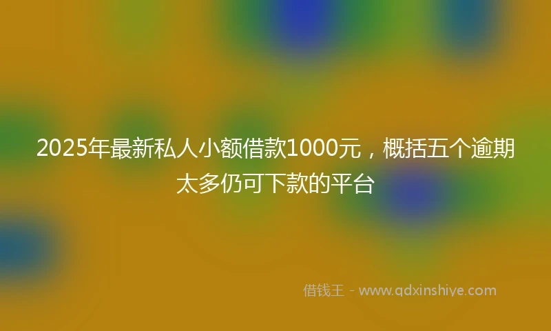 2025年最新私人小额借款1000元，概括五个逾期太多仍可下款的平台