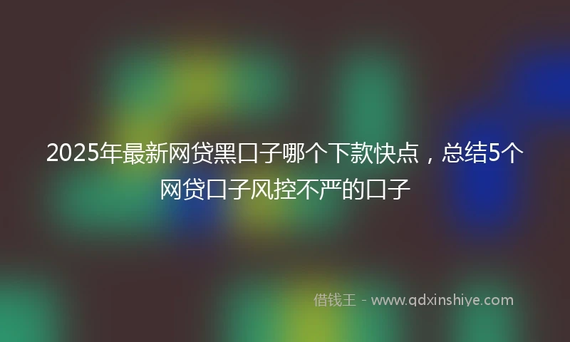 2025年最新网贷黑口子哪个下款快点，总结5个网贷口子风控不严的口子