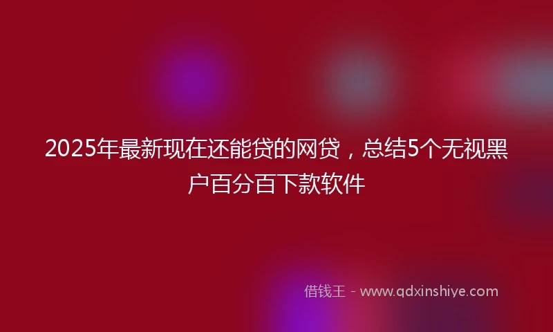 2025年最新现在还能贷的网贷，总结5个无视黑户百分百下款软件