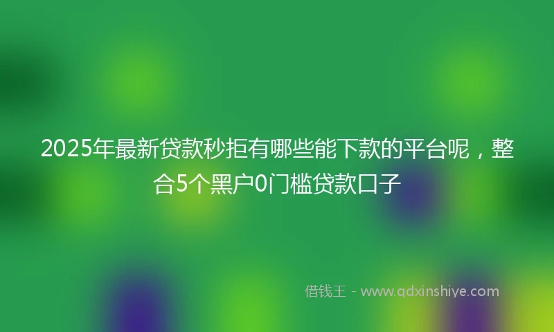 2025年最新贷款秒拒有哪些能下款的平台呢,整合5个黑户0门槛贷款口子