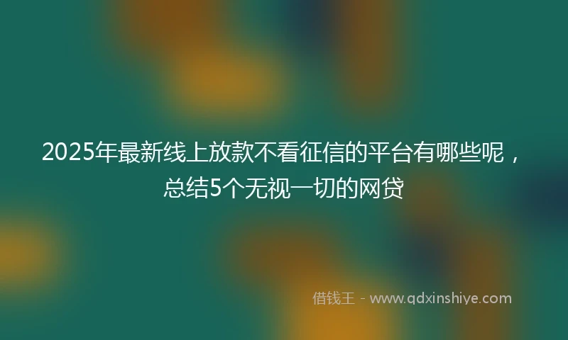 2025年最新线上放款不看征信的平台有哪些呢，总结5个无视一切的网贷