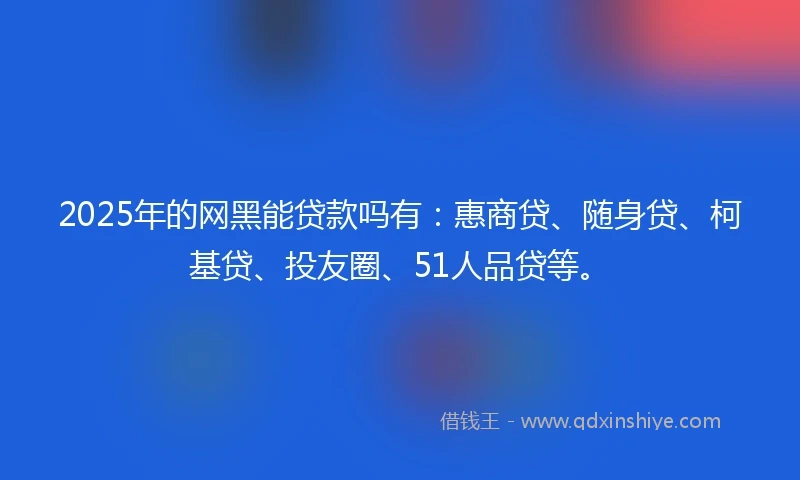 2025年的网黑能贷款吗有：惠商贷、随身贷、柯基贷、投友圈、51人品贷等。