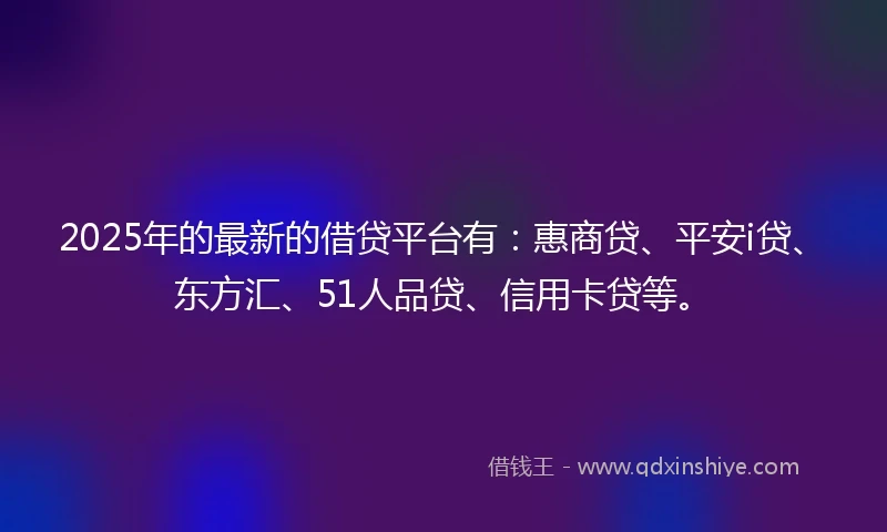 2025年的最新的借贷平台有：惠商贷、平安i贷、东方汇、51人品贷、信用卡贷等。