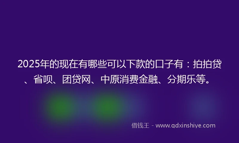 2025年的现在有哪些可以下款的口子有：拍拍贷、省呗、团贷网、中原消费金融、分期乐等。