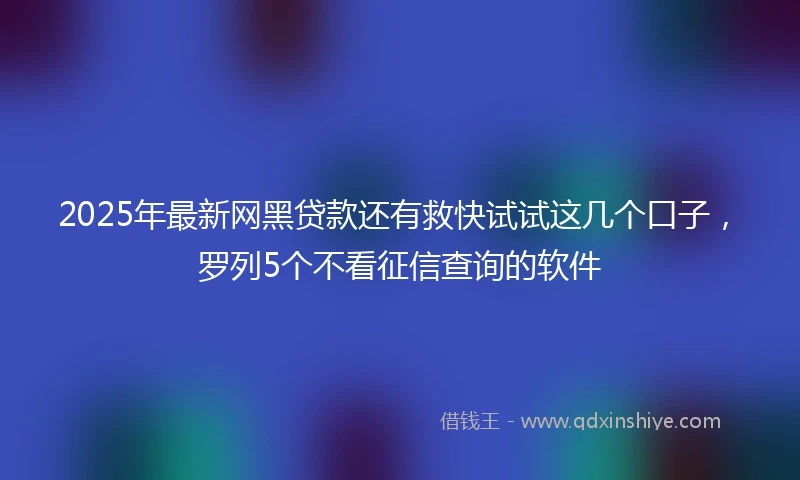 2025年最新网黑贷款还有救快试试这几个口子，罗列5个不看征信查询的软件