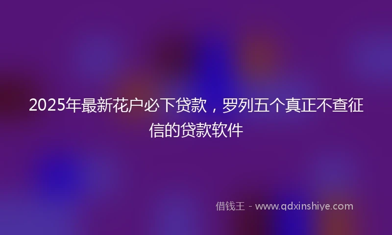 2025年最新花户必下贷款,罗列五个真正不查征信的贷款软件
