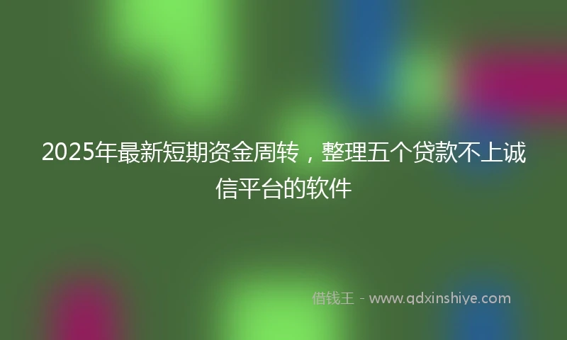 2025年最新短期资金周转，整理五个贷款不上诚信平台的软件