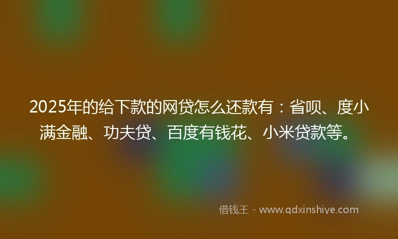 2025年的给下款的网贷怎么还款有：省呗、度小满金融、功夫贷、百度有钱花、小米贷款等。