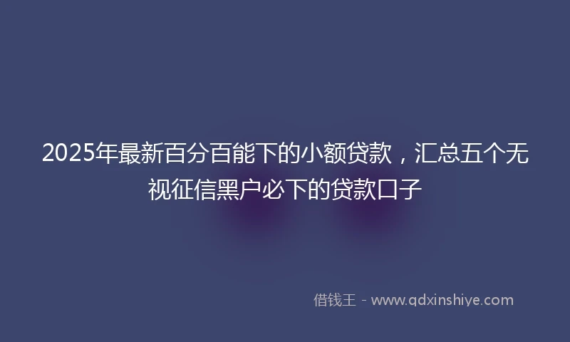 2025年最新百分百能下的小额贷款，汇总五个无视征信黑户必下的贷款口子