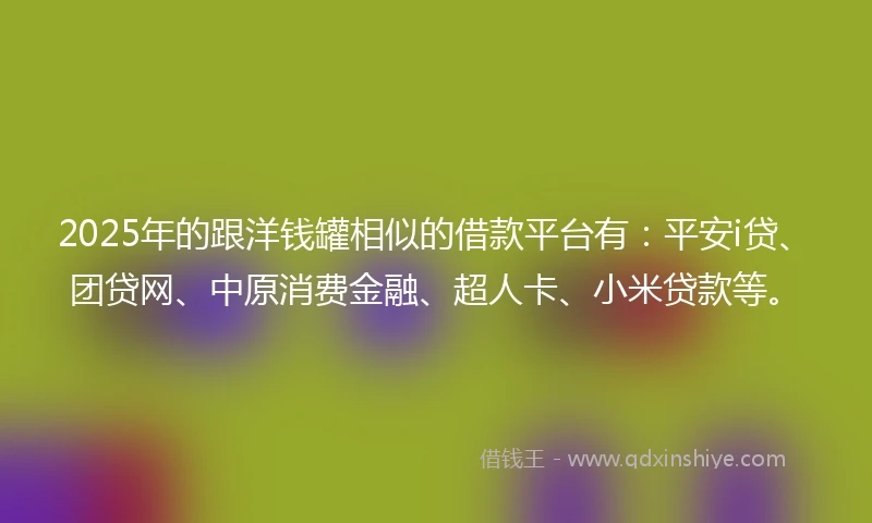 2025年的跟洋钱罐相似的借款平台有：平安i贷、团贷网、中原消费金融、超人卡、小米贷款等。