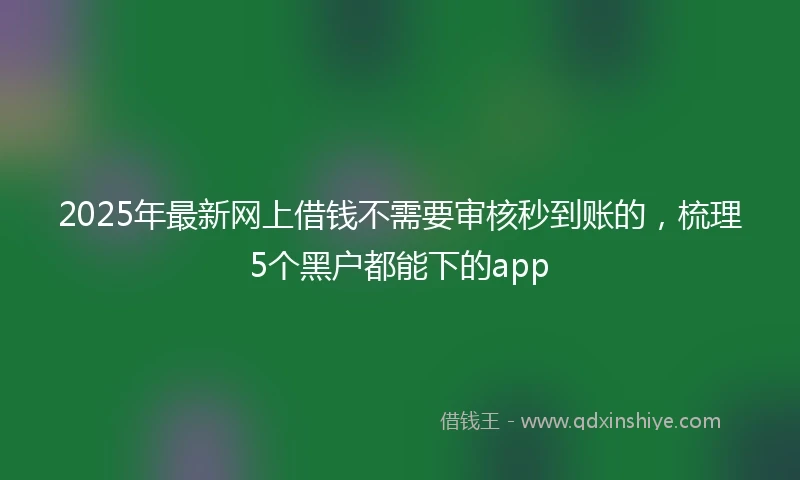 2025年最新网上借钱不需要审核秒到账的，梳理5个黑户都能下的app