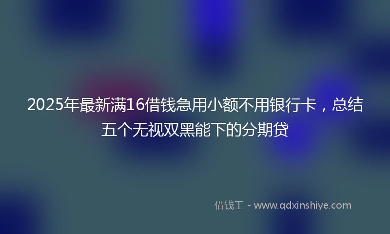2025年最新满16借钱急用小额不用银行卡，总结五个无视双黑能下的分期贷