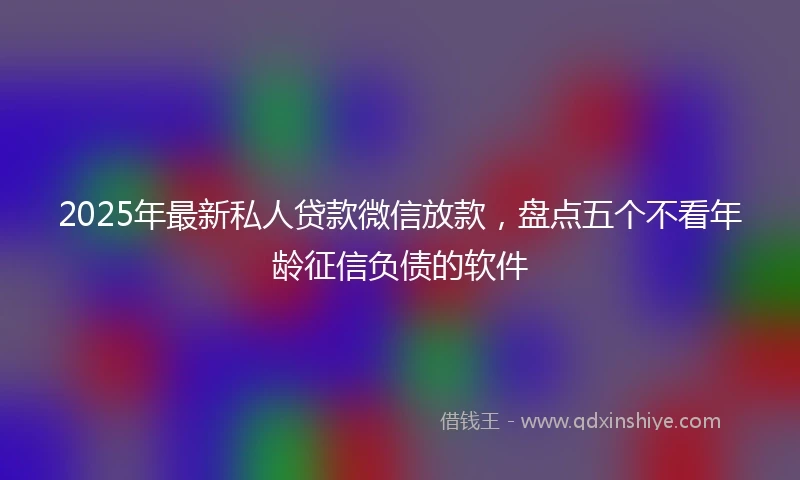 2025年最新私人贷款微信放款，盘点五个不看年龄征信负债的软件