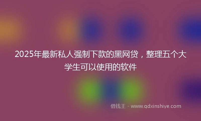 2025年最新私人强制下款的黑网贷，整理五个大学生可以使用的软件