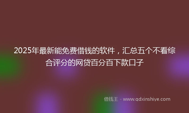 2025年最新能免费借钱的软件，汇总五个不看综合评分的网贷百分百下款口子
